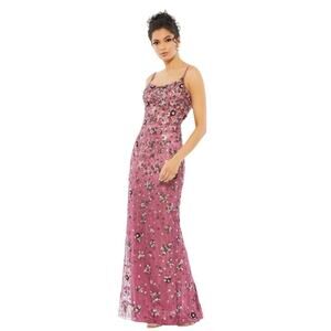 MAC DUGGAL Dress Size 14 Evening Gown Sequin NEW Beaded Raspberry Purple Floral